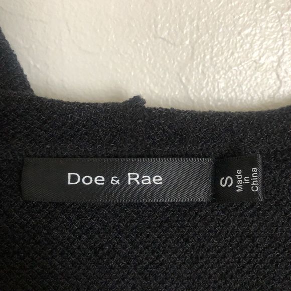 Doe & Rae Cardigan Black Waterfall Open Front Sweater W/pockets & Hood - Small - Picture 3 of 14